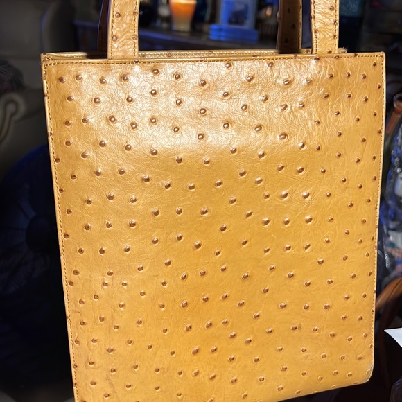 North/South shoulder bag Tan ostrich  Dooney & Bourne Embossed brown tan flap. - Picture 11 of 16